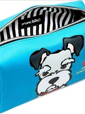 Turquoise Dog Cosmetic Pouch - Schnauzer Design